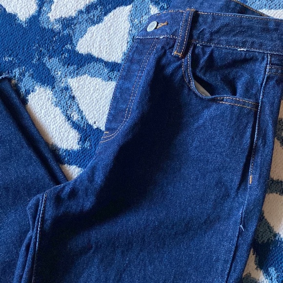 J. Galt small cotton dark denim raw hem high waisted jeans - Picture 13 of 15